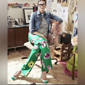 J. Crew green floral pant